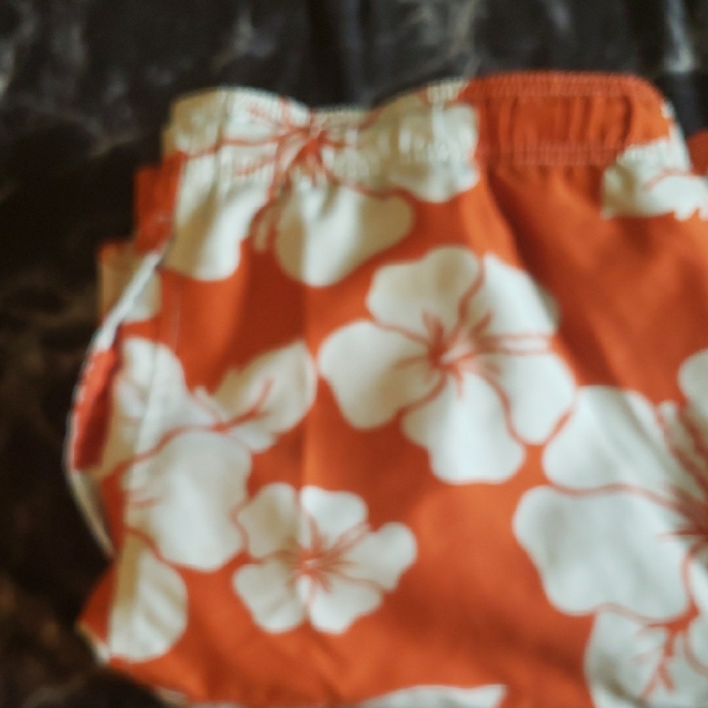Sonoma Vibrant Orange Swim Trunks Hawaiian Orange Floral Flowers Excellent Large - Picture 12 of 15